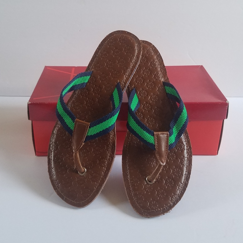 Target Nautical Navy & Green Flip Flop Sandals